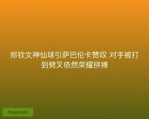 郑钦文神仙球引萨巴伦卡赞叹 对手被打到劈叉依然荣耀拼搏