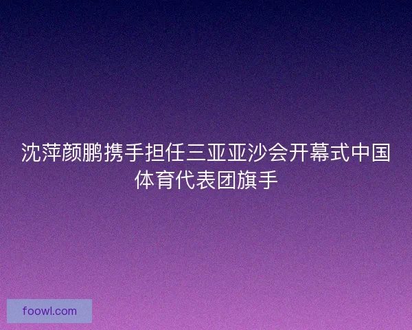 沈萍颜鹏携手担任三亚亚沙会开幕式中国体育代表团旗手