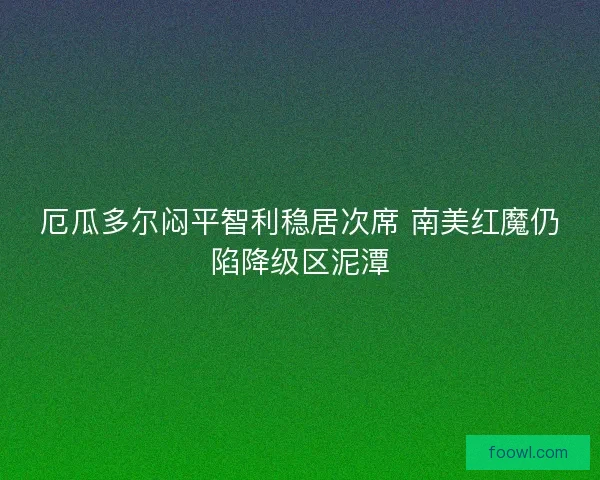 厄瓜多尔闷平智利稳居次席 南美红魔仍陷降级区泥潭