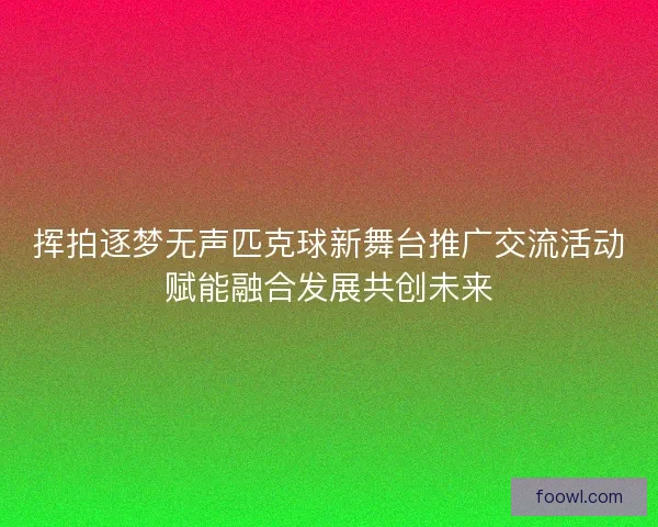 挥拍逐梦无声匹克球新舞台推广交流活动赋能融合发展共创未来 挥拍逐梦无声匹克球新舞台推广交流活动赋能融合发展共创未来
