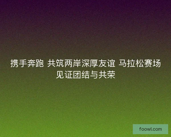 携手奔跑 共筑两岸深厚友谊 马拉松赛场见证团结与共荣