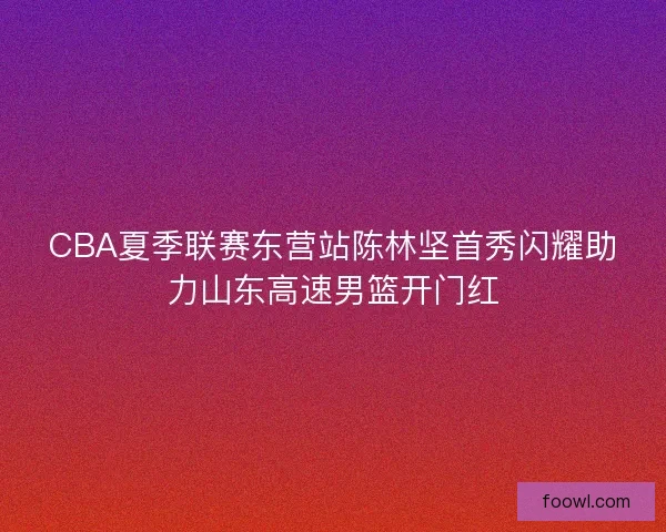 CBA夏季联赛东营站陈林坚首秀闪耀助力山东高速男篮开门红